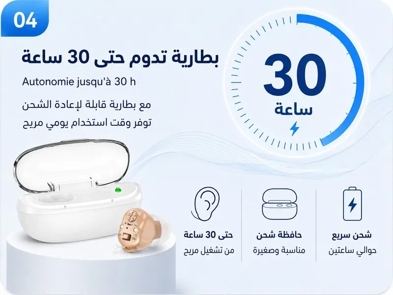 Autonomie jusqu\'à 30 heures avec boîtier rechargeable
