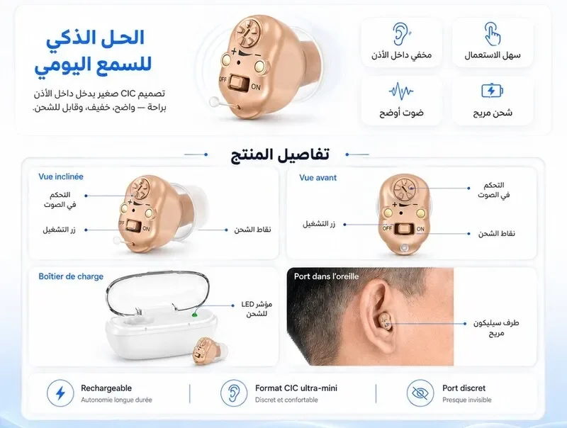 Détails du produit Audoune et format CIC discret