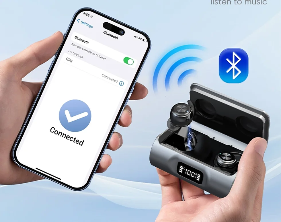 Teléfono conectado por Bluetooth al audífono inalámbrico